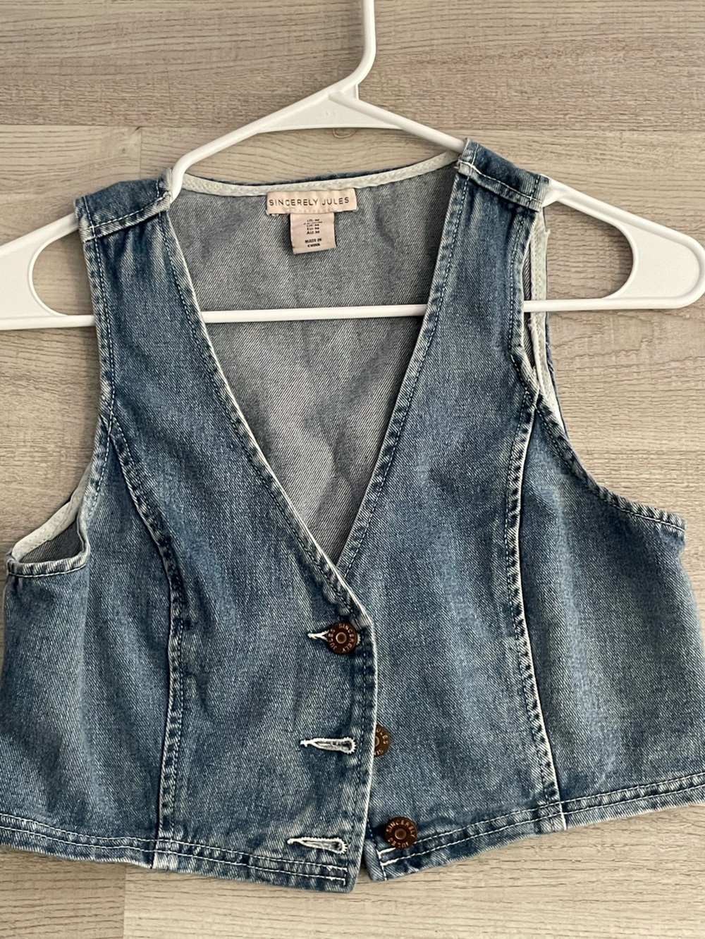 Sincerely Jules Washed Blue Denim Vest
